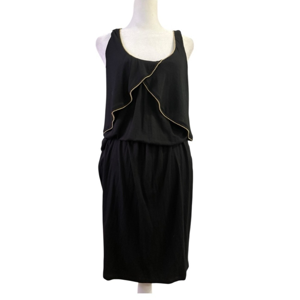 Little Black Dress Cotton with Gold Detail Summer Vacation Perfection